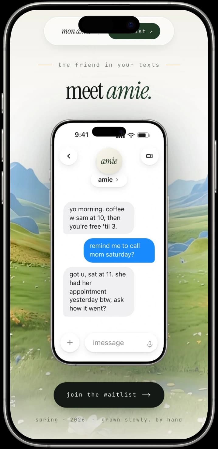 Amie mobile hero: meet amie