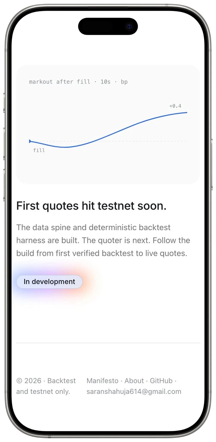 Kestrel mobile: markout chart and the testnet note
