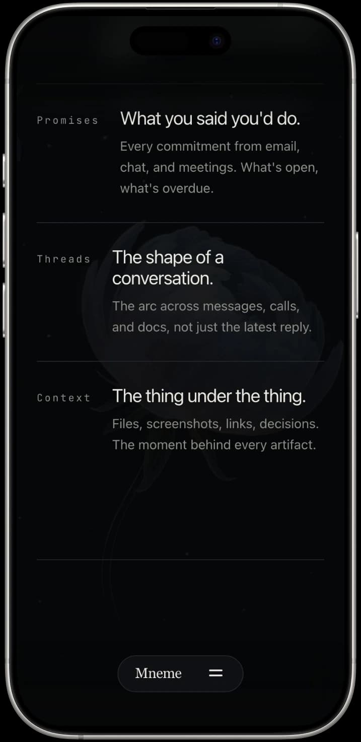 Mneme mobile: promises, threads, and context