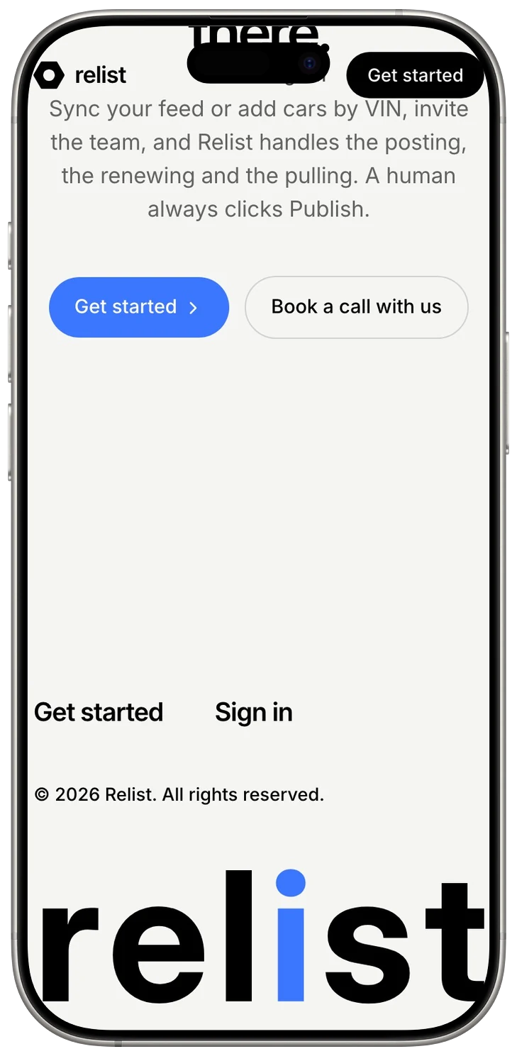 Relist mobile: the ask, and the wordmark
