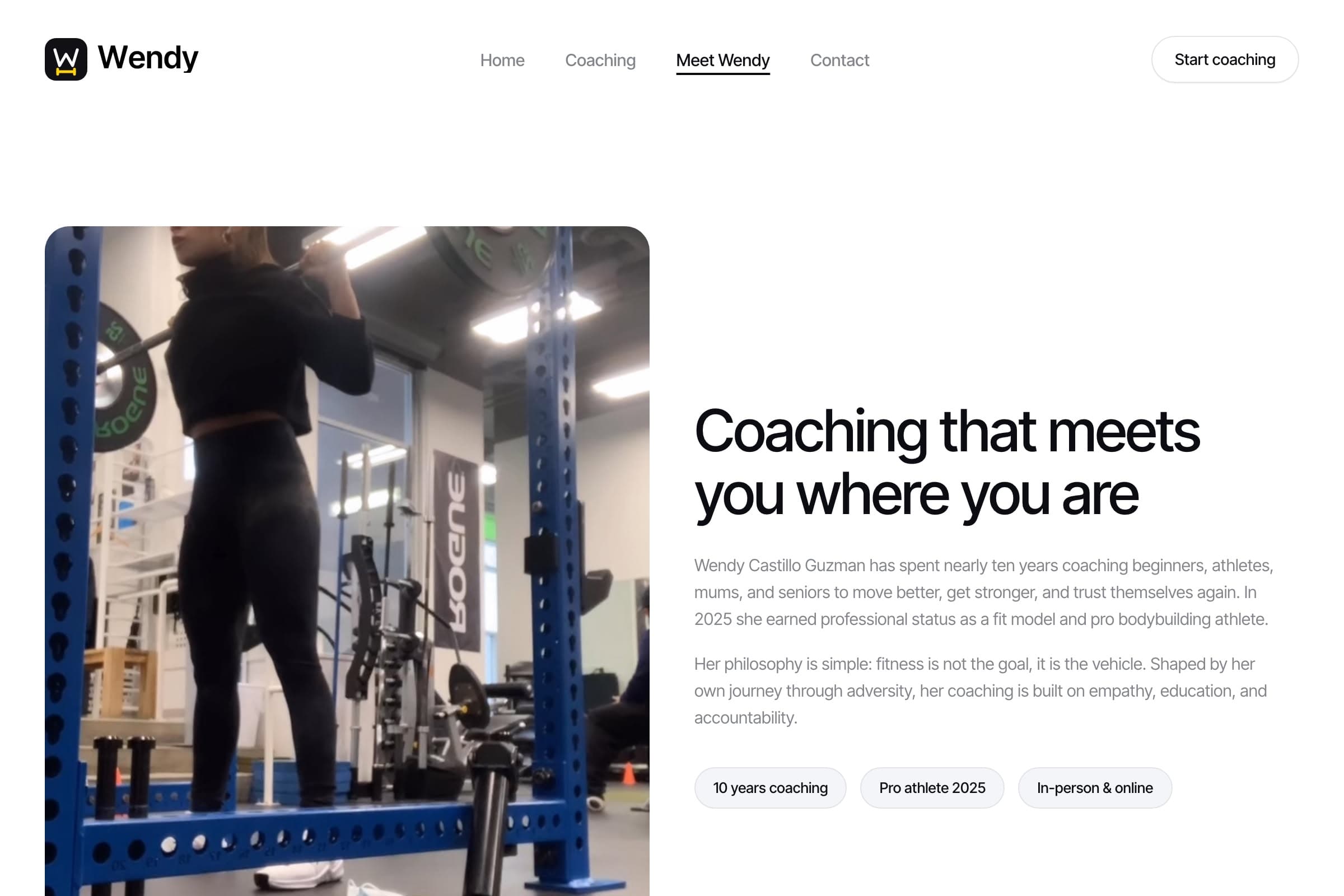 Meet Wendy: nearly ten years coaching, pro athlete in 2025